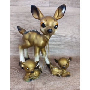Vintage Japanese Animal Kawaii Ceramic ANTHROPOMORPHIC Deer Family Figurines